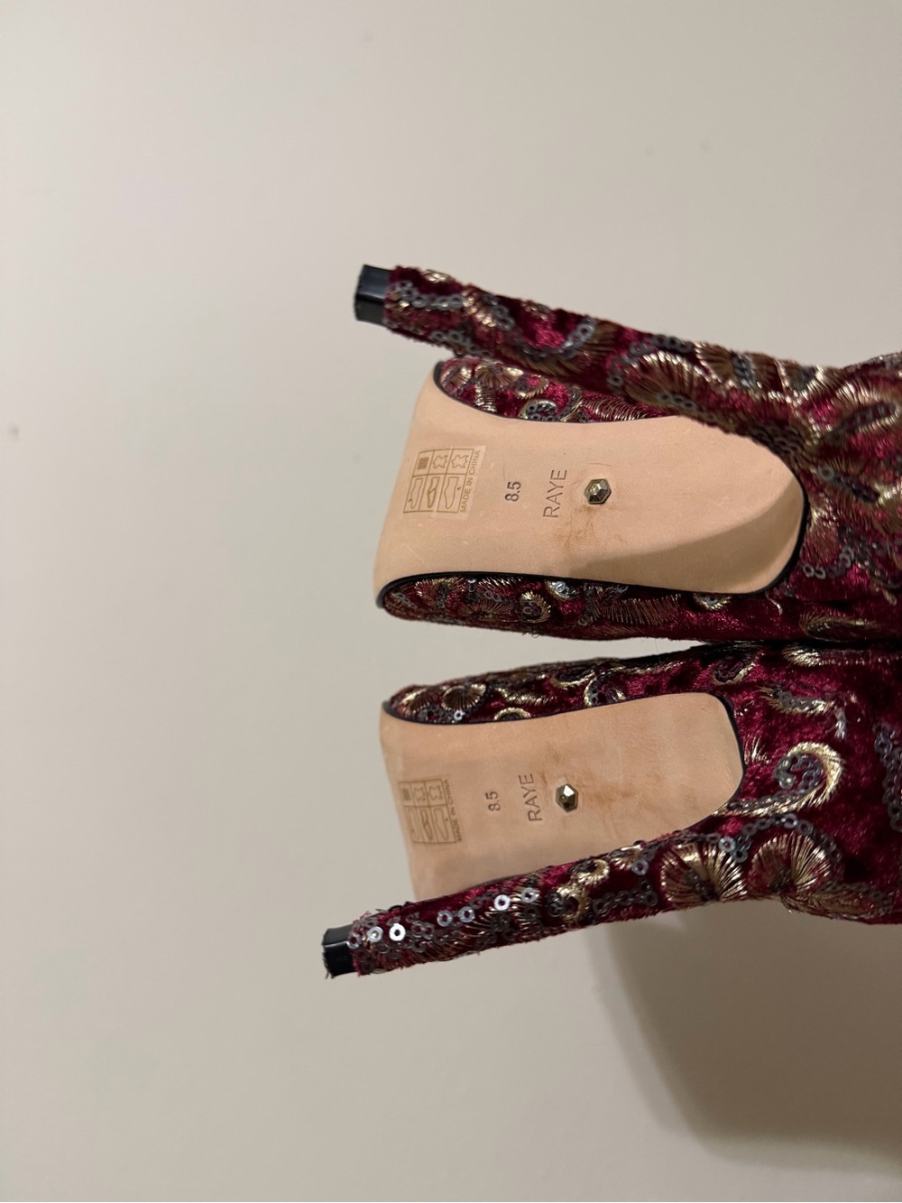 Raye Embroidered Burgundy Floral Sequin Ankle Boot - Picture 7 of 7